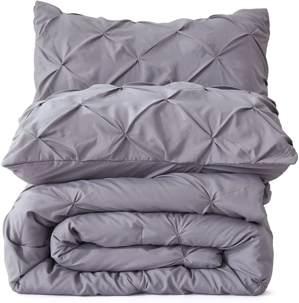 Pinch Pleat Comforter Set - Soft Microfiber Lightweight Down Alternative All Season 3 Pieces Comforters & Sets — product image 3