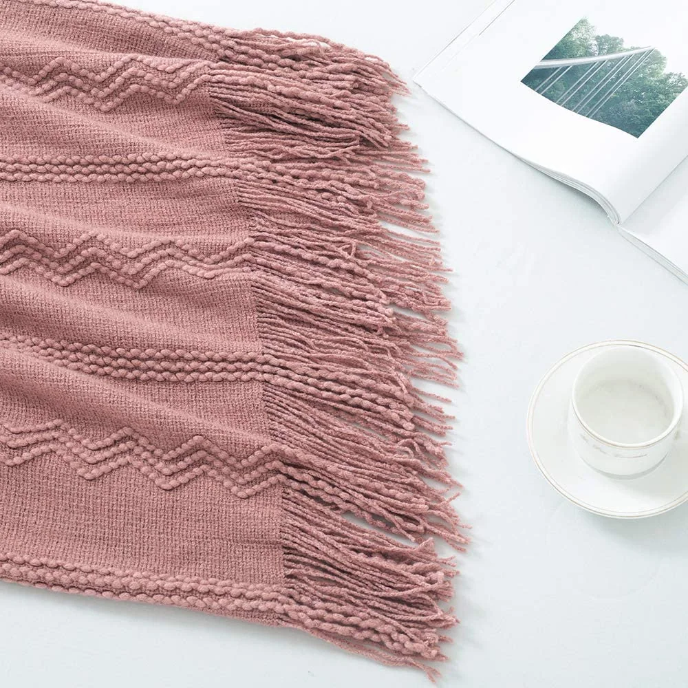 Throw Blanket- Textured Solid Soft Sofa Couch Decorative Knitted Blanket — product image 9