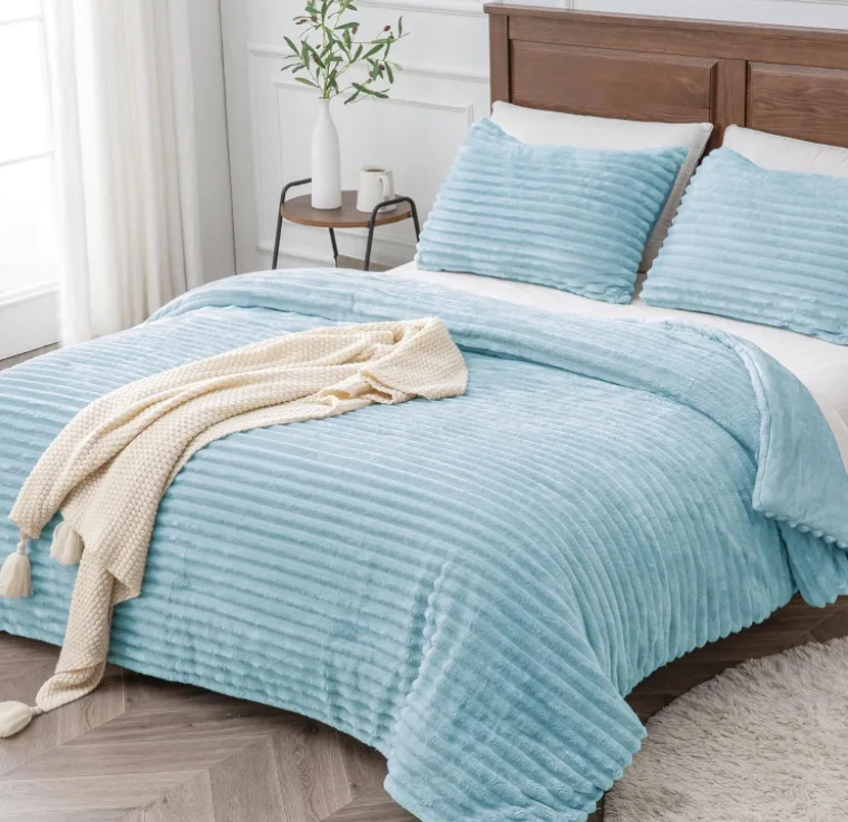 Fleece Comforter Set -Super Soft & Warm Fluffy Purple Bedding Set — product image 2