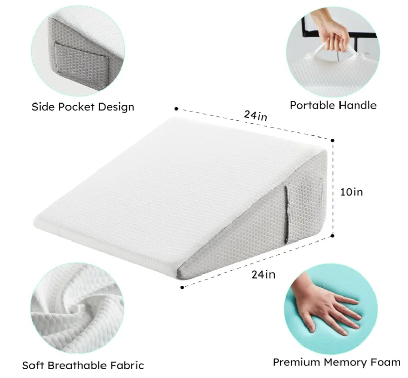 Wedge Pillow for Sleeping Bed Wedge Pillow for After Surgery Triangle Elevated Pillow Wedge for Acid Reflux Gerd Snoring Back Pain, Air Layer Removable Machine Wash Cover | Memory Foam Top — product image 1
