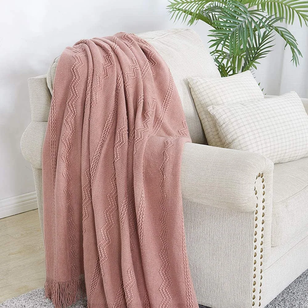 Throw Blanket- Textured Solid Soft Sofa Couch Decorative Knitted Blanket — product image 6