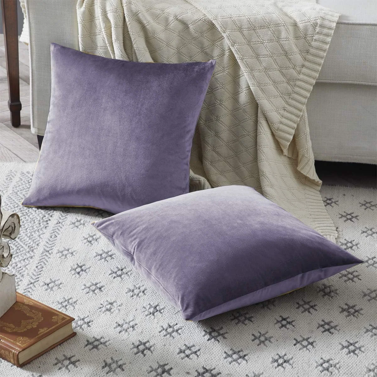Decorative Throw Pillow With Velvet Fabric Cover — product image 7
