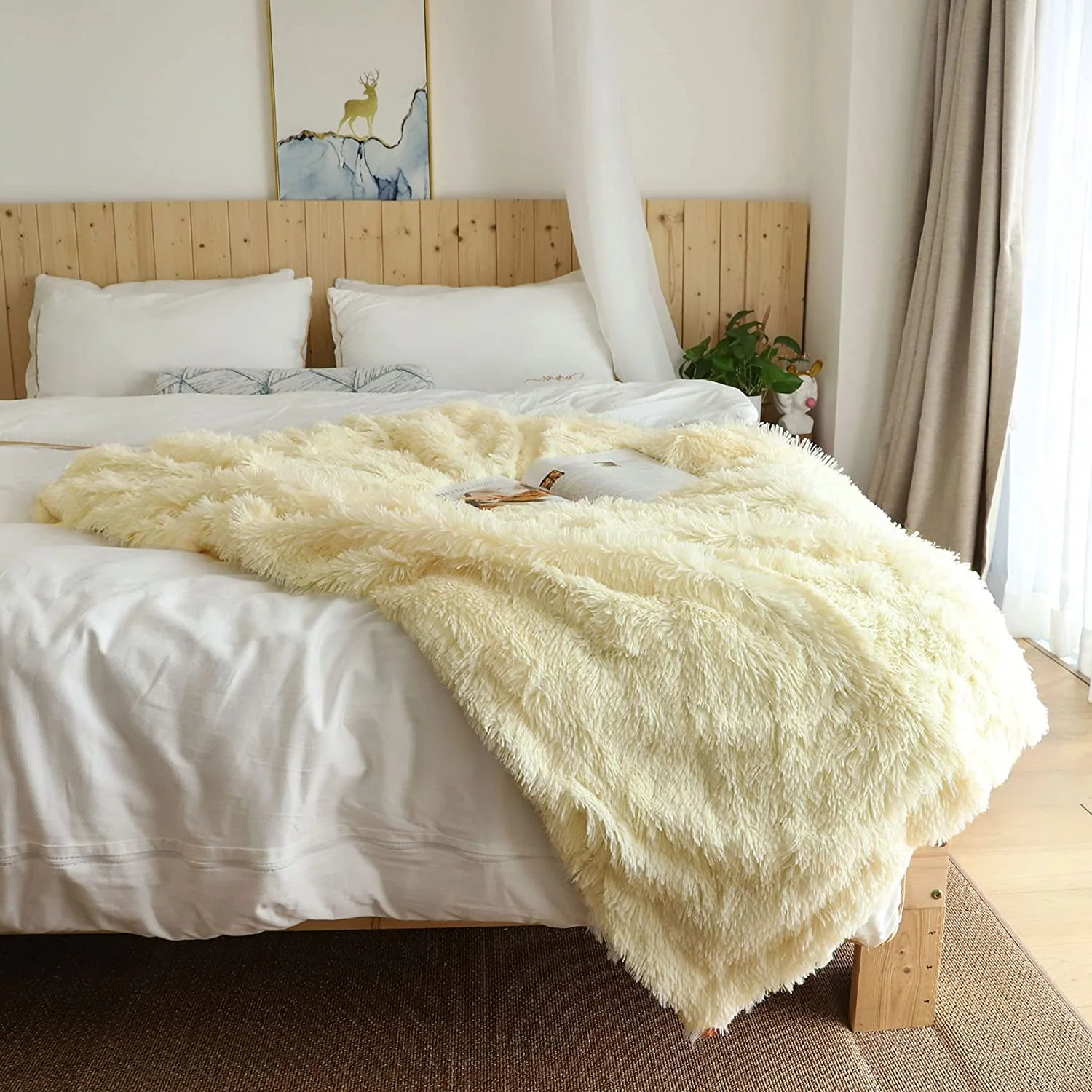 Fur Faux Blanket - Solid Reversible Fuzzy Lightweight Long Hair Shaggy Blanket — product image 4