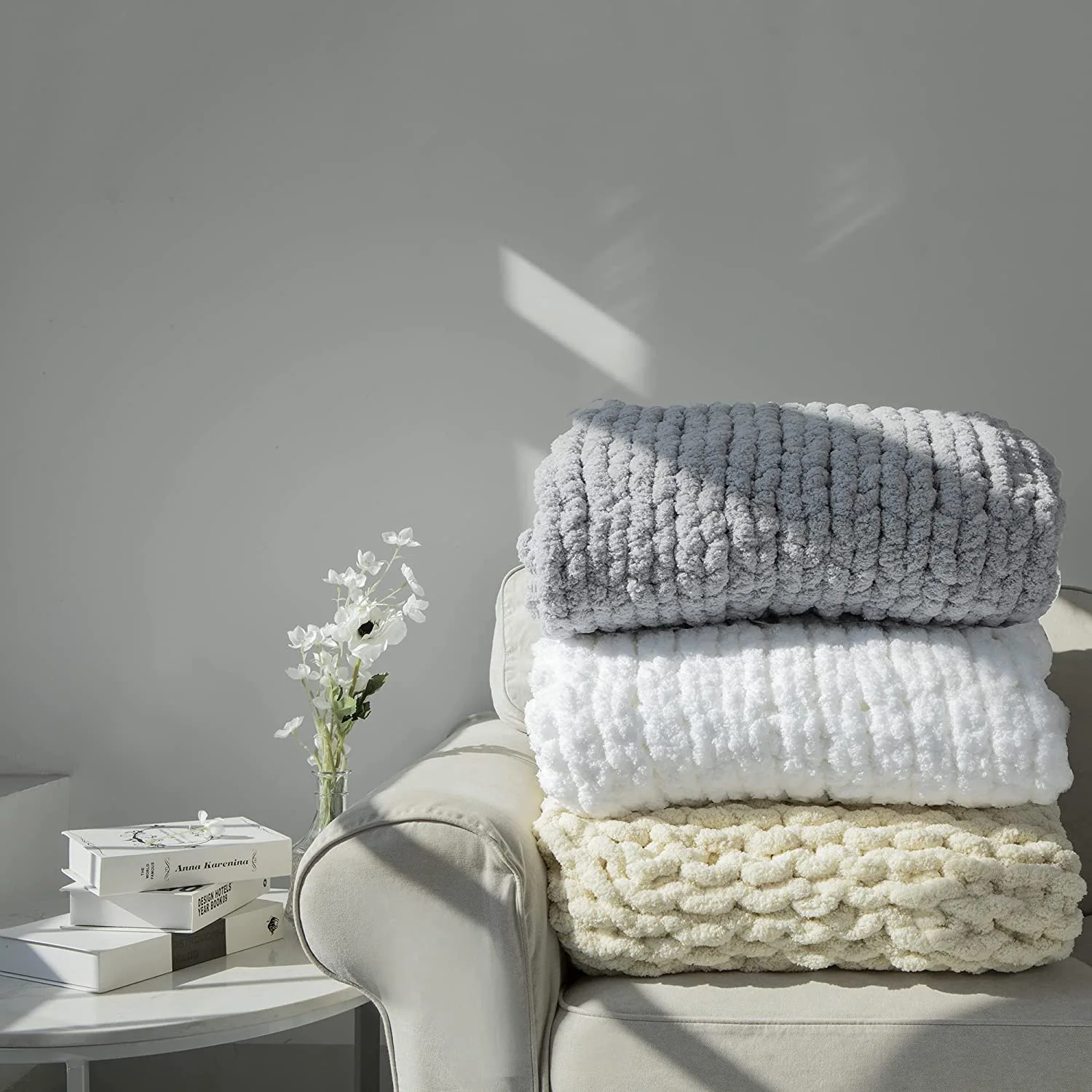 Chunky Knit Blanket -Luxury Weighted Knitted Soft Cozy Throw Blanket — product image 2