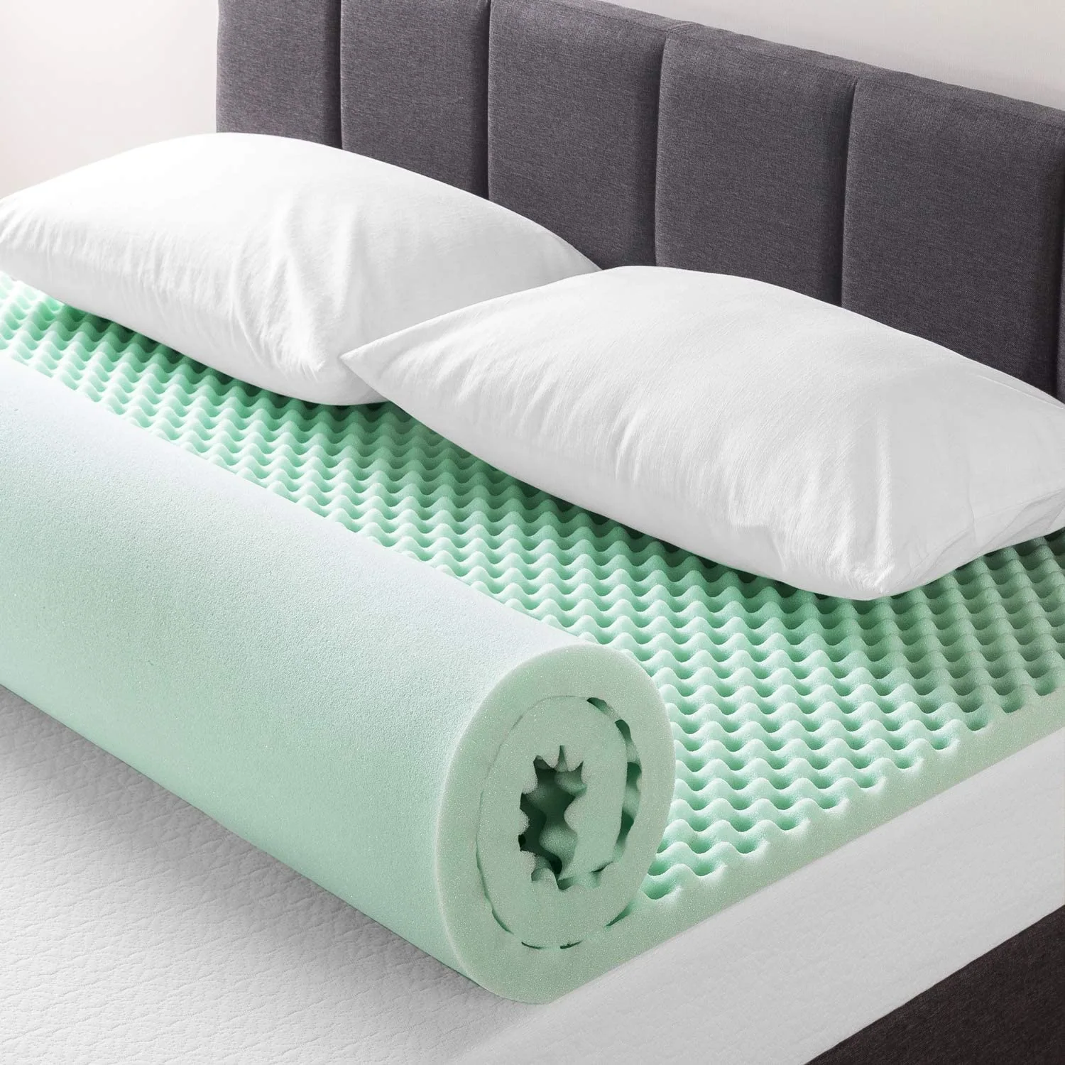 Egg Crate Memory Foam Mattress Topper with Calming Aloe And Lanvendar Infusion — product image 6