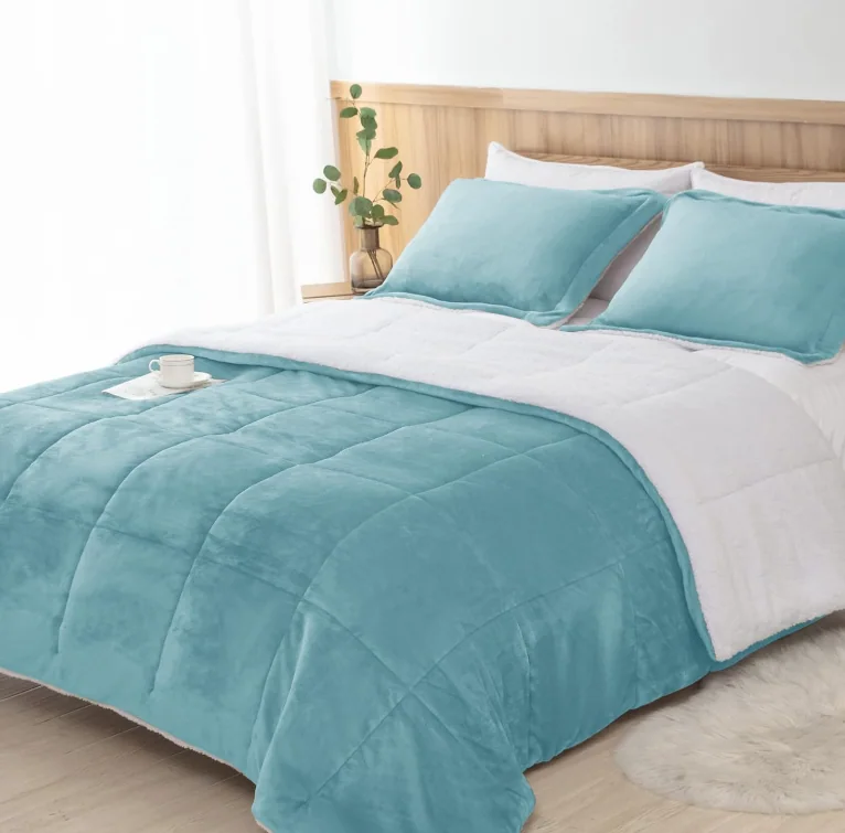 Sherpa Comforter Set King Size, Soft Spring Warm All Season Down Alternative Bedding Sets — product image 3