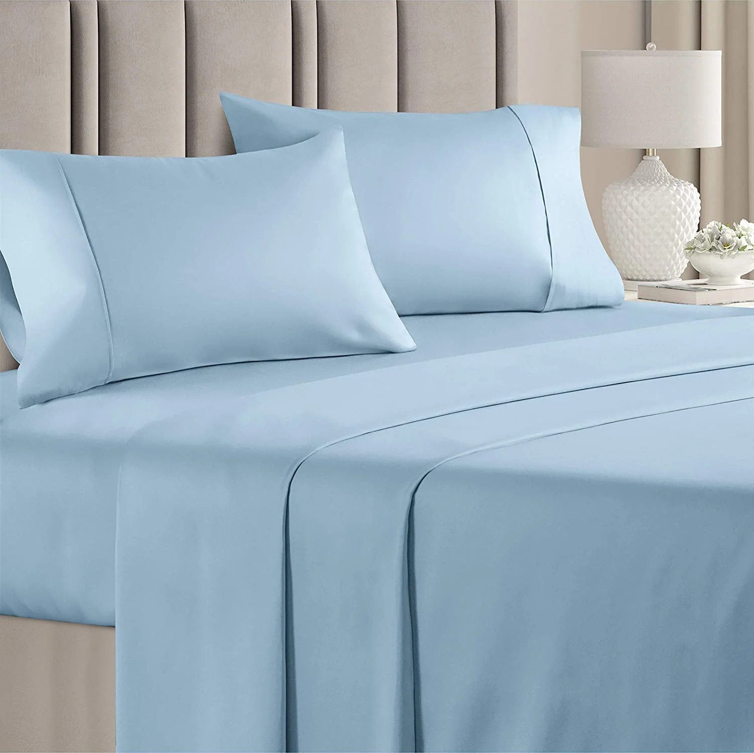 Premium Quality Cotton Percale Bed Sheets - 400 Thread Count - 100% Natural Combed Cotton, Crisp Cooling Bedsheets, Sheet Set with Deep Pocket — product image 6