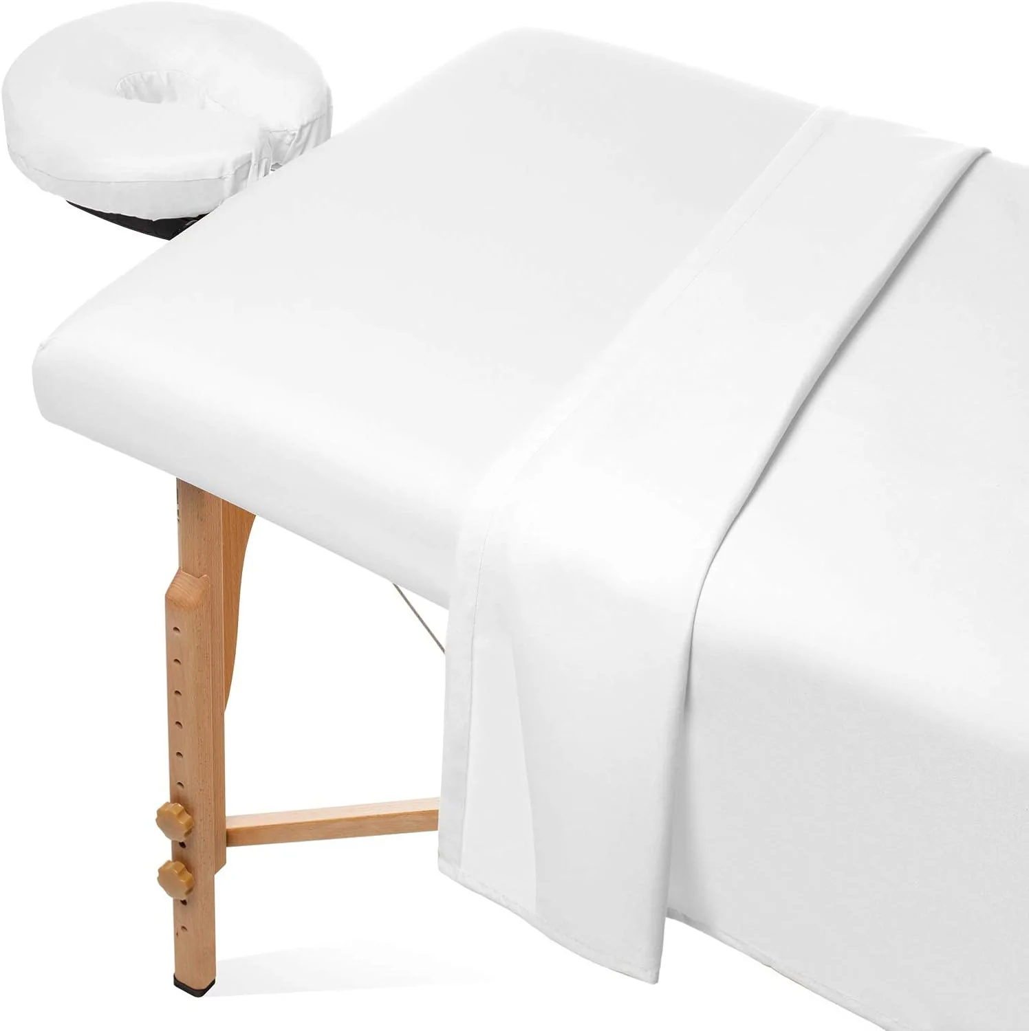 Massage Table Sheet Set - 3-Piece Microfiber Premium Facial Microfiber Bed Cover - Includes Flat and Fitted Sheets with Face Cradle Cover — product image 1