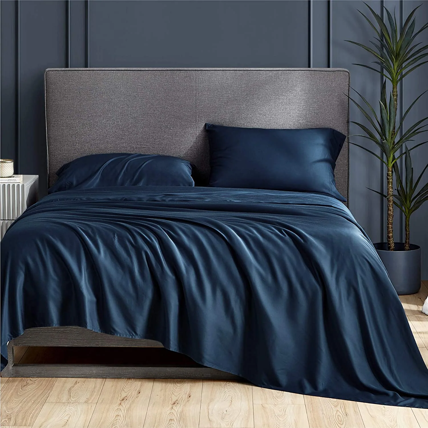 100% Viscose from Bamboo Sheets Set 4PCs Queen Grey - Cooling Breathable Bed Sheets for Queen Size Bed with Deep Pocket — product image 4