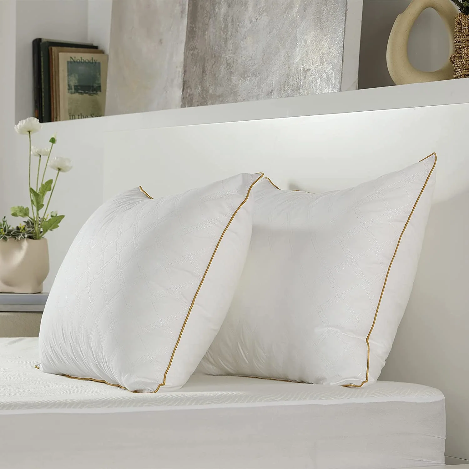 Goose Feather Down Pillows - Soft Bed Pillows for Sleeping 100% Organic Cotton King Size Hotel-Quality Pillows Insert — product image 9