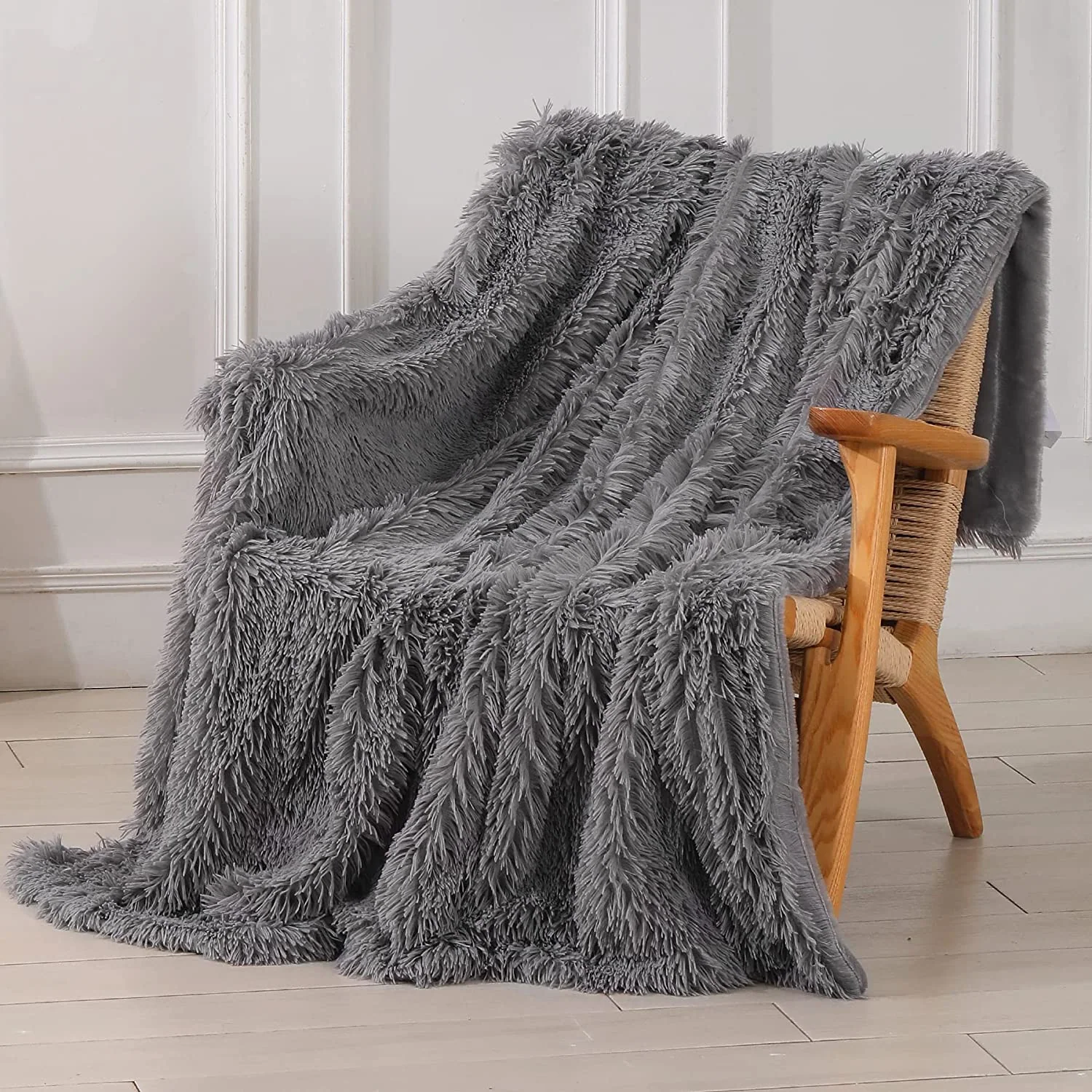 Fur Faux Blanket - Solid Reversible Fuzzy Lightweight Long Hair Shaggy Blanket — product image 5