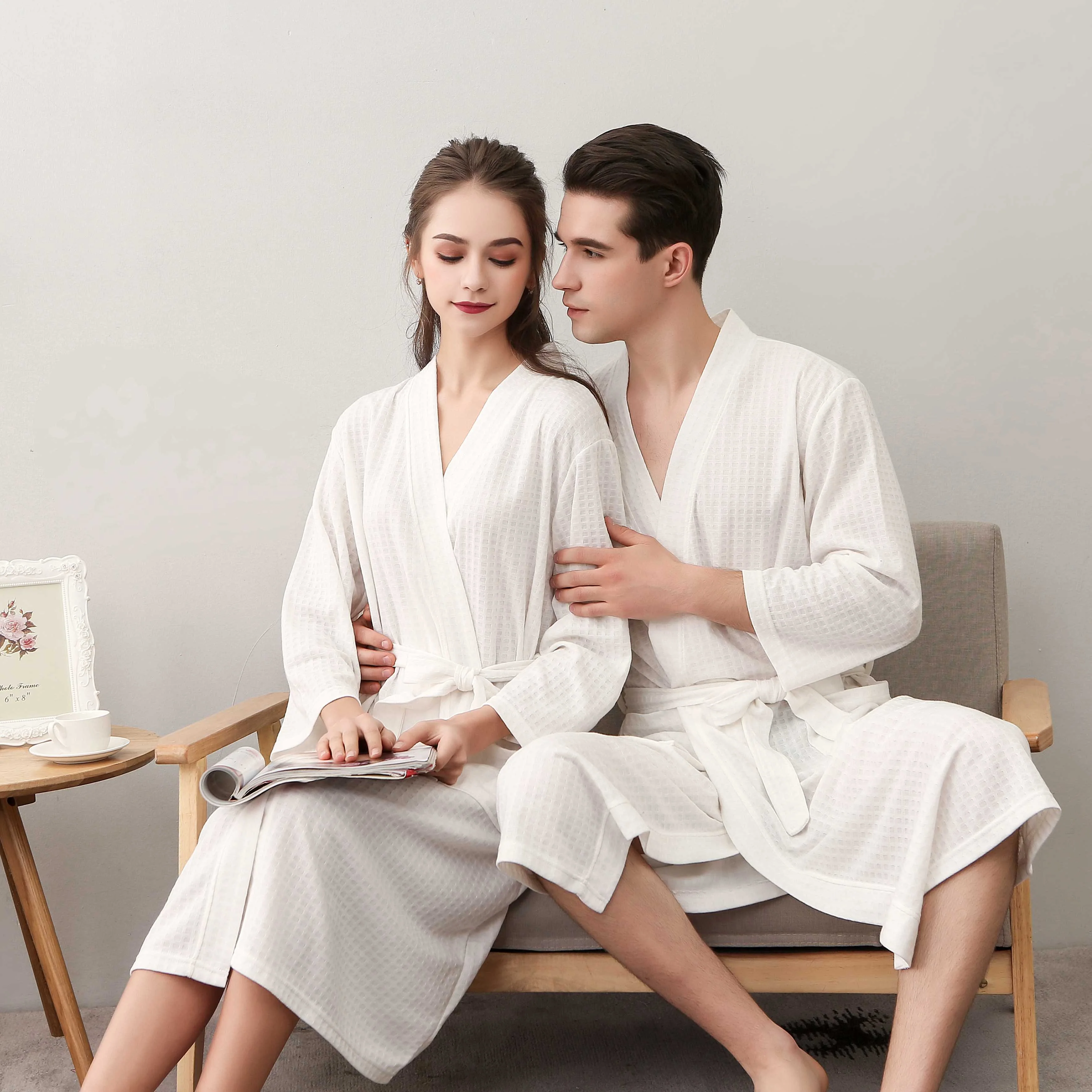 Waffle Knit Lightweight Kimono Spa & Bath Robes For Hotel — product image 1