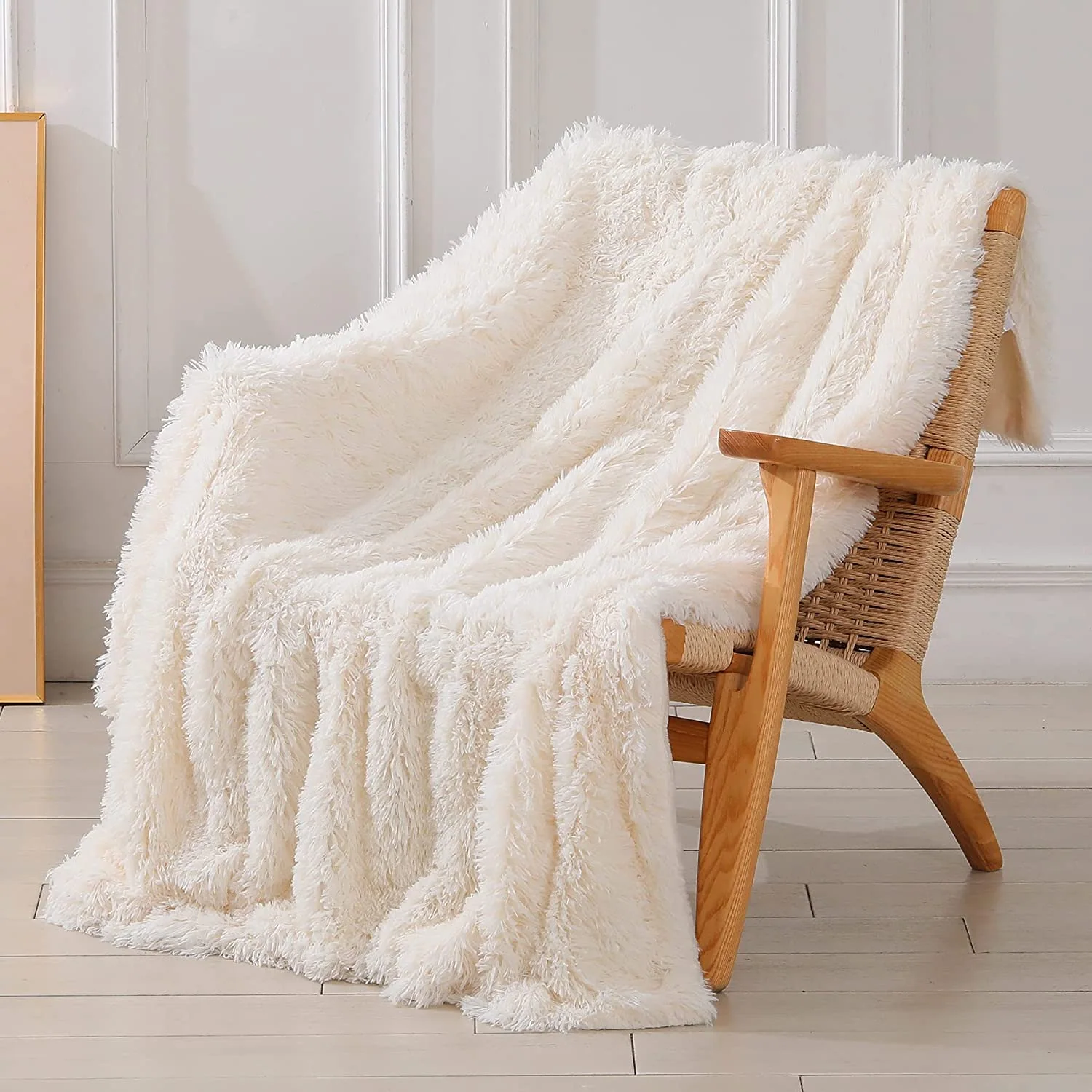 Fur Faux Blanket - Solid Reversible Fuzzy Lightweight Long Hair Shaggy Blanket — product image 9