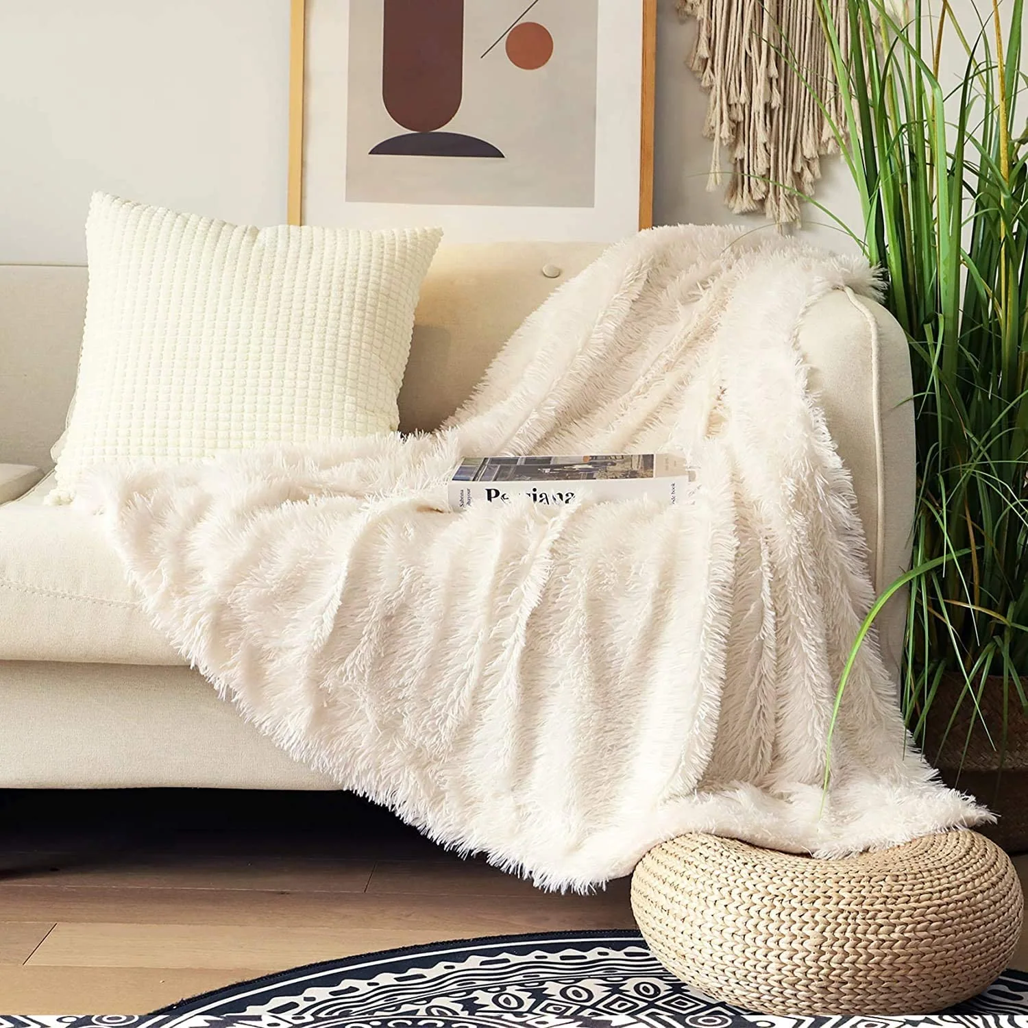 Fur Faux Blanket - Solid Reversible Fuzzy Lightweight Long Hair Shaggy Blanket — product image 1