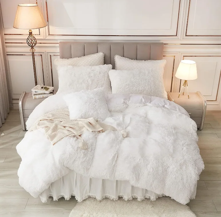 Soft Faux Fur Velvet Comforter Cover Luxury Fuzzy Plush Shaggy Bedding Sets 3 Pieces — product image 1