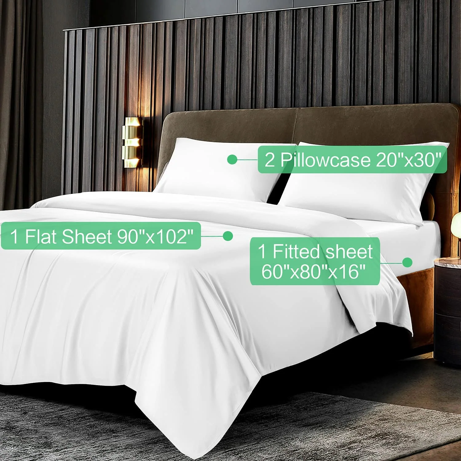100% Viscose from Bamboo Sheets Set 4PCs Queen Grey - Cooling Breathable Bed Sheets for Queen Size Bed with Deep Pocket — product image 6