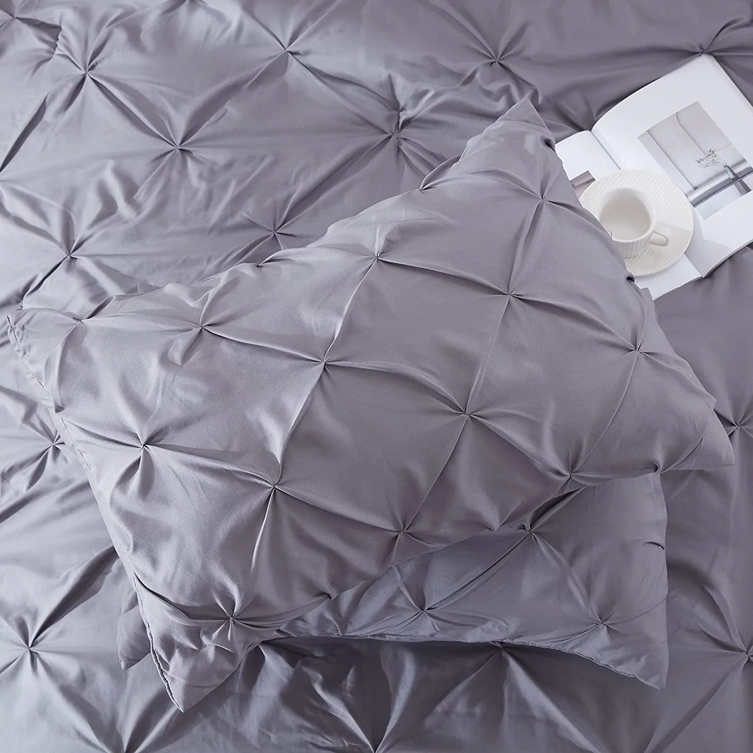 Pinch Pleat Comforter Set - Soft Microfiber Lightweight Down Alternative All Season 3 Pieces Comforters & Sets — product image 6