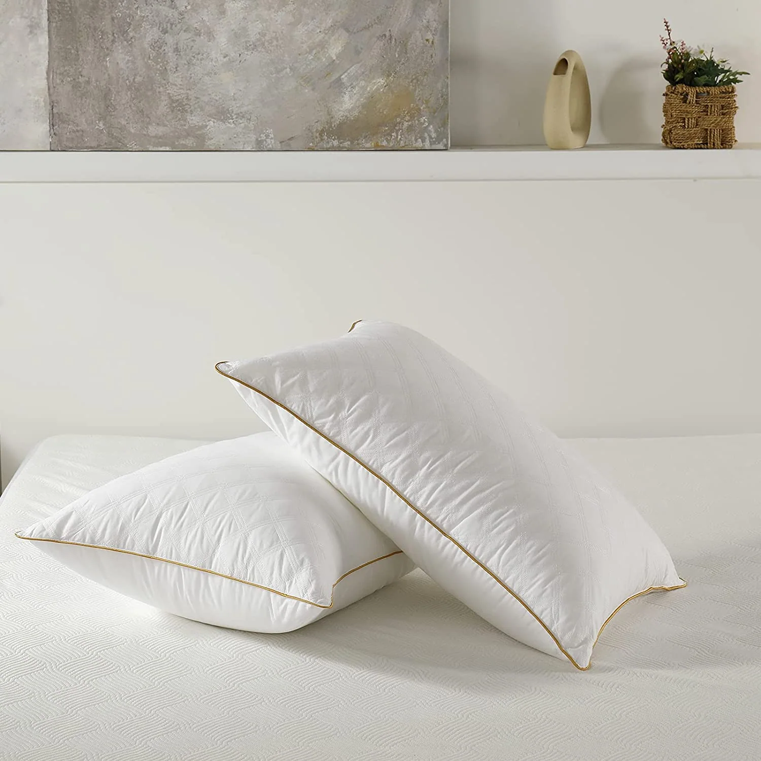 Goose Feather Down Pillows - Soft Bed Pillows for Sleeping 100% Organic Cotton King Size Hotel-Quality Pillows Insert — product image 6
