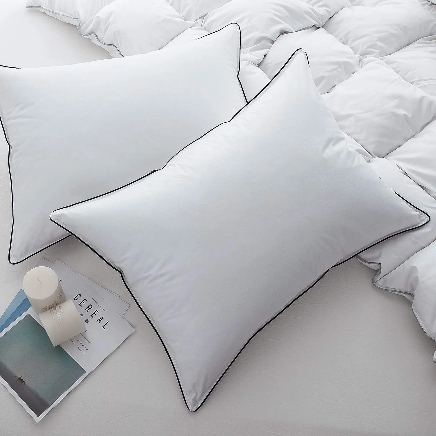 Goose Feather Down Pillows - Soft Bed Pillows for Sleeping 100% Organic Cotton King Size Hotel-Quality Pillows Insert — product image 7
