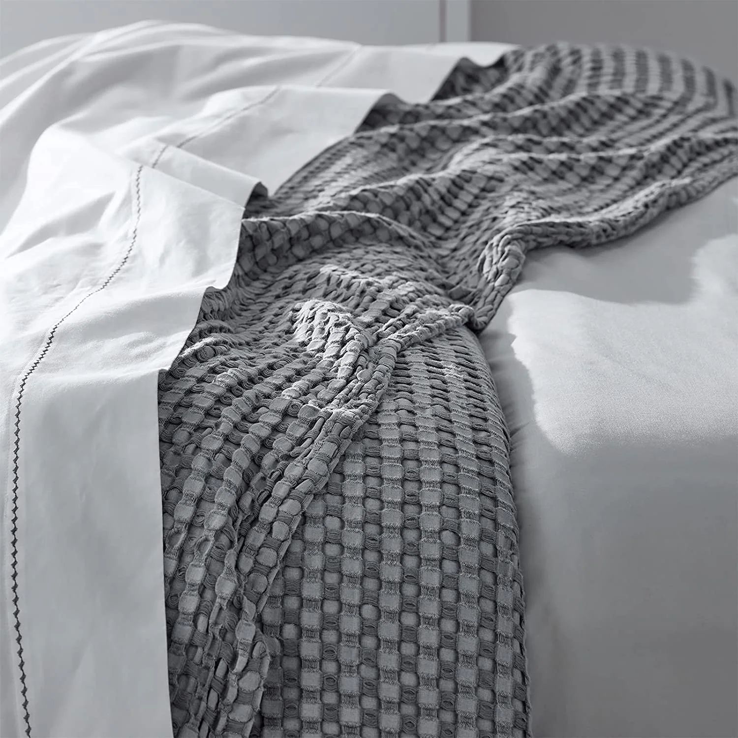 Waffle Cotton Blanket-Viscose from Bamboo Waffle Weave Throw Blanket for Couch Sofa — product image 5