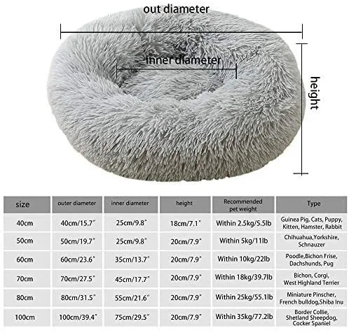 Small Dog Bed- Round Donut Washable Plush Fluffy Faux Fur Soft Cushion Beds — product image 3