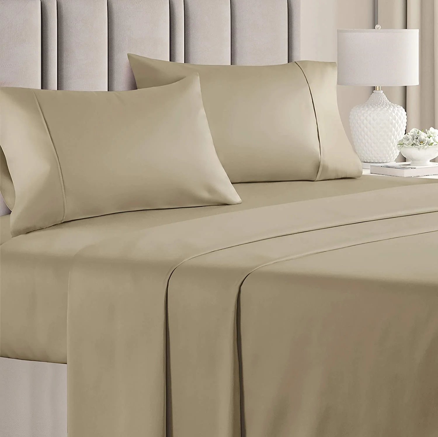 Premium Quality Cotton Percale Bed Sheets - 400 Thread Count - 100% Natural Combed Cotton, Crisp Cooling Bedsheets, Sheet Set with Deep Pocket — product image 4
