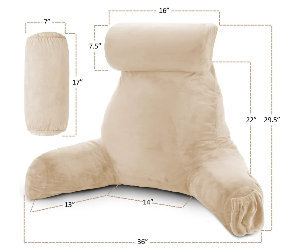 Reading Pillow, Large Back Pillow for Sitting Up in Bed, Memory Foam Back Support Pillow, Reading Pillows for Sitting in Bed, Sit Up Pillow for Bed with Arms and Pockets — product image 4