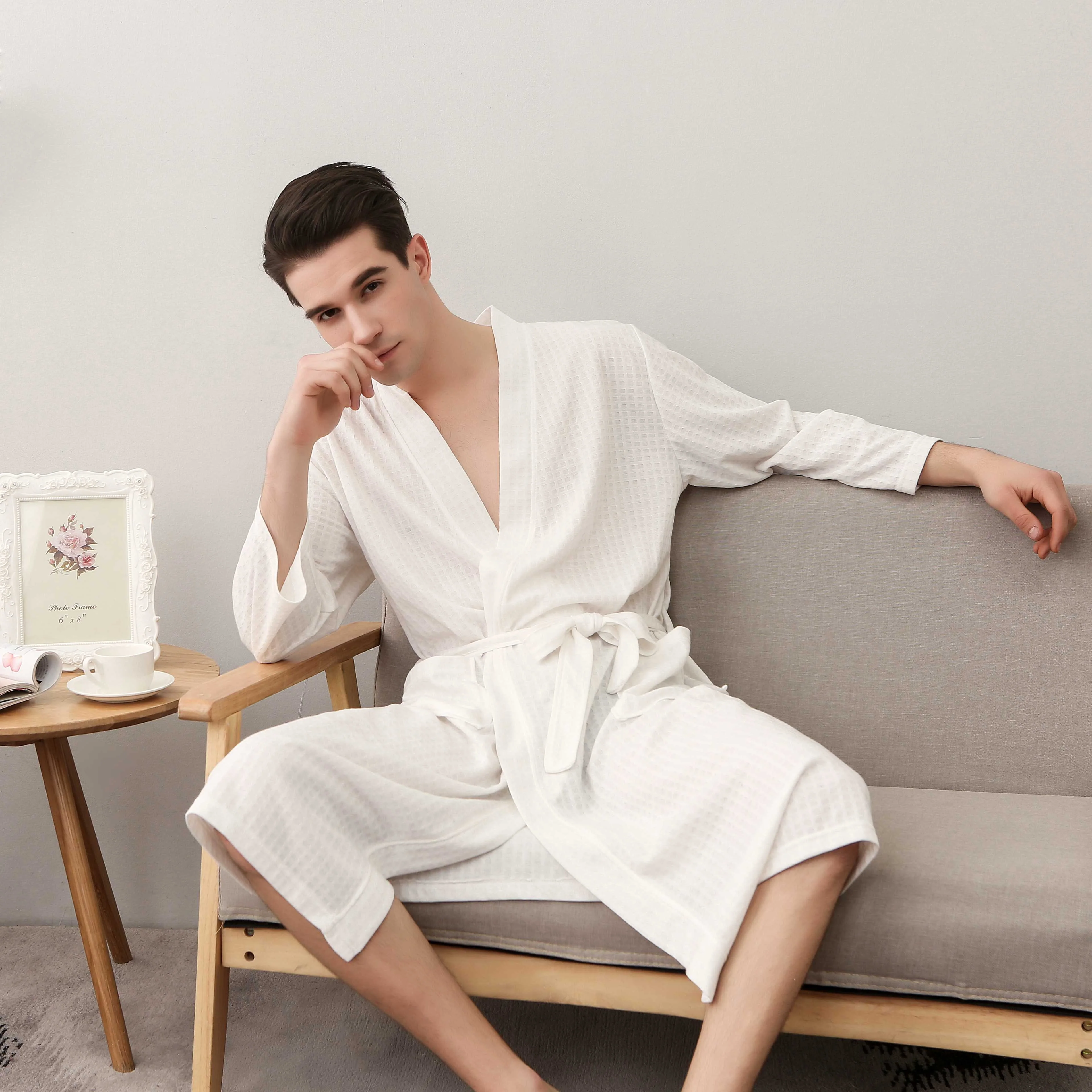 Waffle Knit Lightweight Kimono Spa & Bath Robes For Hotel — product image 3