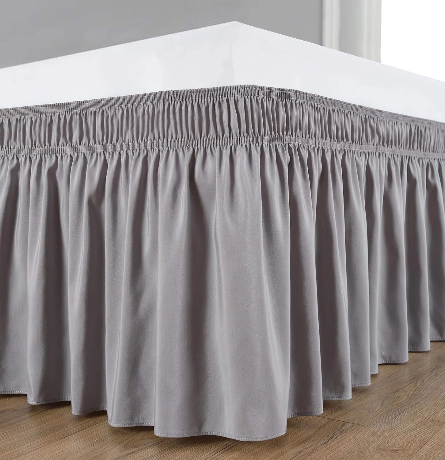 Wrap Around Bed Skirts Adjustable Elastic Dust Ruffles Easy Fit Wrinkle & Fade Resistant Silky Luxurious — product image 1