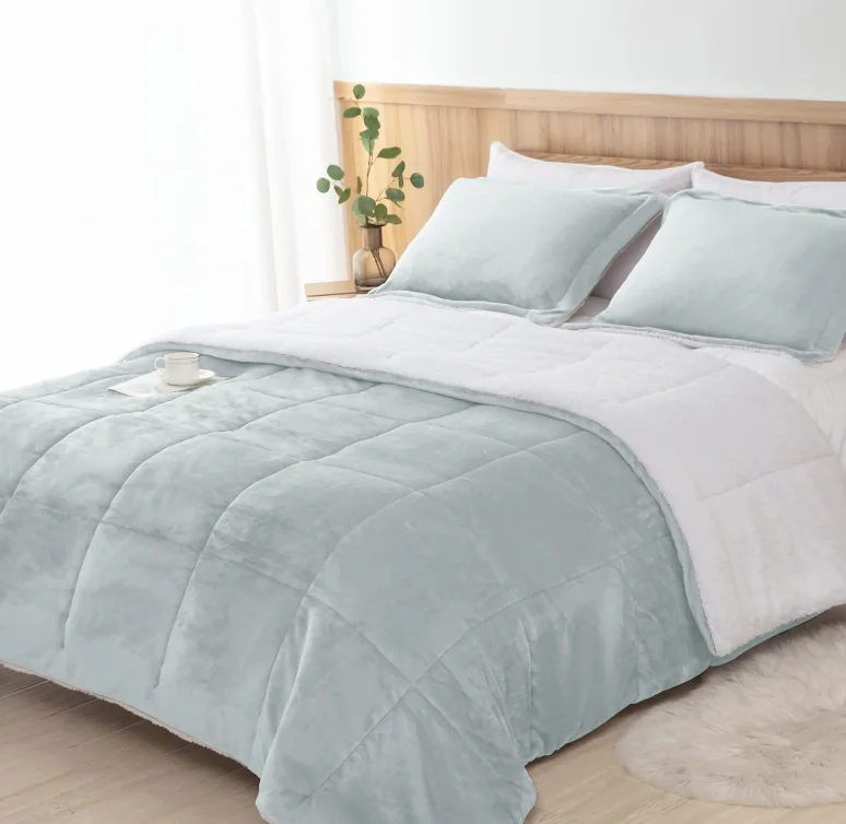 Sherpa Comforter Set King Size, Soft Spring Warm All Season Down Alternative Bedding Sets — product image 6