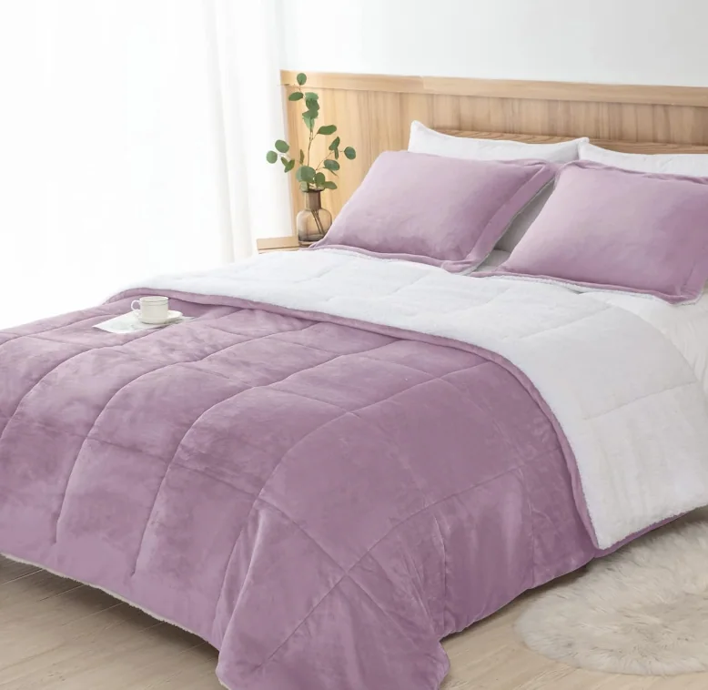 Sherpa Comforter Set King Size, Soft Spring Warm All Season Down Alternative Bedding Sets — product image 17