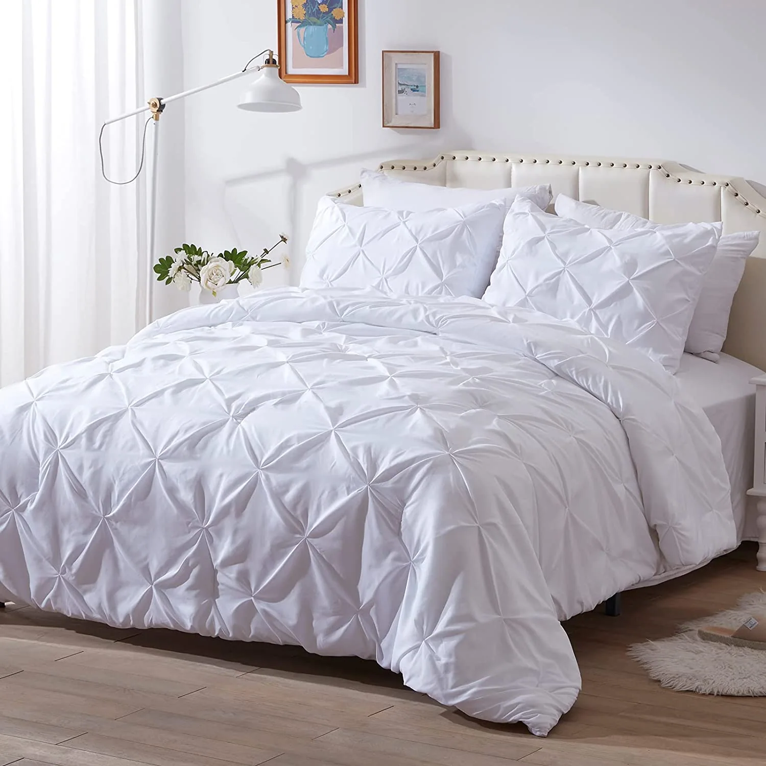 Pinch Pleat Comforter Set - Soft Microfiber Lightweight Down Alternative All Season 3 Pieces Comforters & Sets — product image 1
