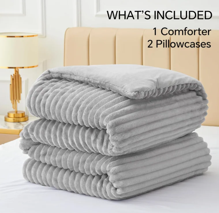 Fleece Comforter Set -Super Soft & Warm Fluffy Purple Bedding Set — product image 10