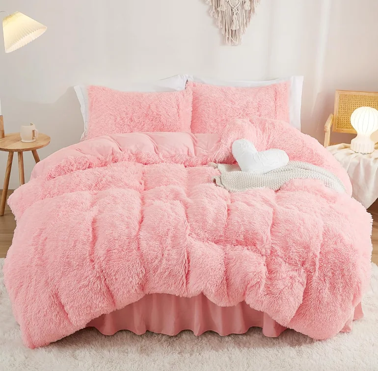 Soft Faux Fur Velvet Comforter Cover Luxury Fuzzy Plush Shaggy Bedding Sets 3 Pieces — product image 9