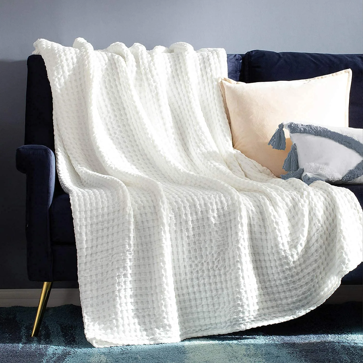 Waffle Cotton Blanket-Viscose from Bamboo Waffle Weave Throw Blanket for Couch Sofa — product image 1