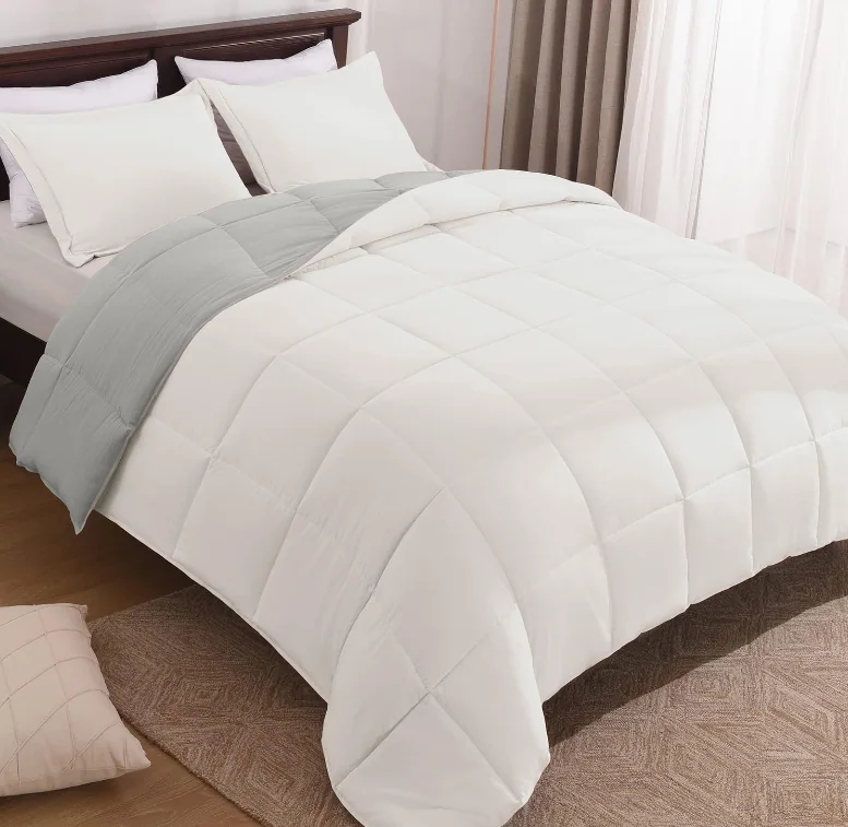 Fluffy Comforter Queen Set for All Seasons - Reversible White Queen Comforter Set — product image 1