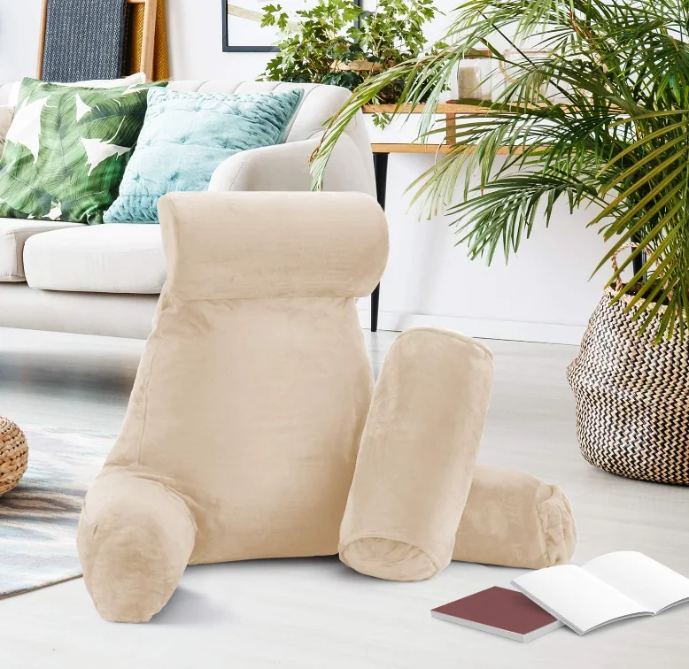 Reading Pillow, Large Back Pillow for Sitting Up in Bed, Memory Foam Back Support Pillow, Reading Pillows for Sitting in Bed, Sit Up Pillow for Bed with Arms and Pockets — product image 1
