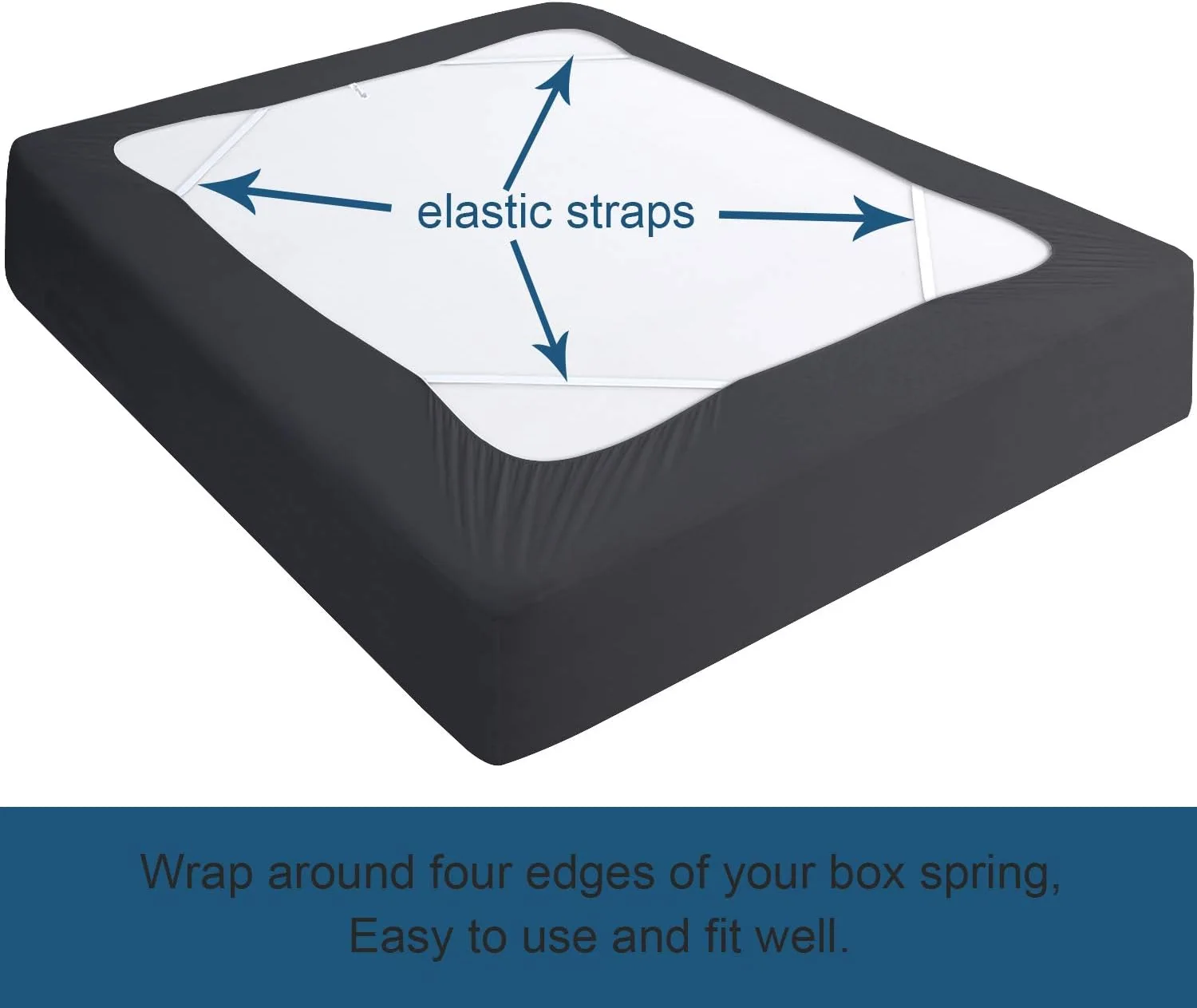Box Spring Cover - Elastic Fabric Wrap Around 4 Sides Bed Skirt for Hotel & Home — product image 3