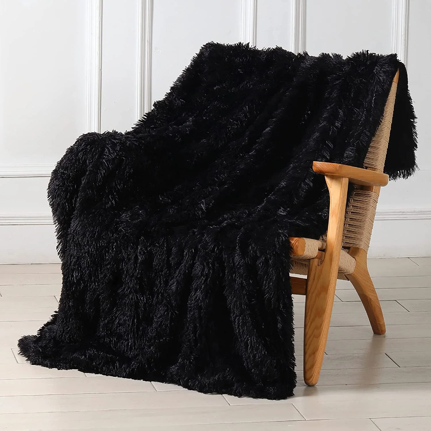 Fur Faux Blanket - Solid Reversible Fuzzy Lightweight Long Hair Shaggy Blanket — product image 3