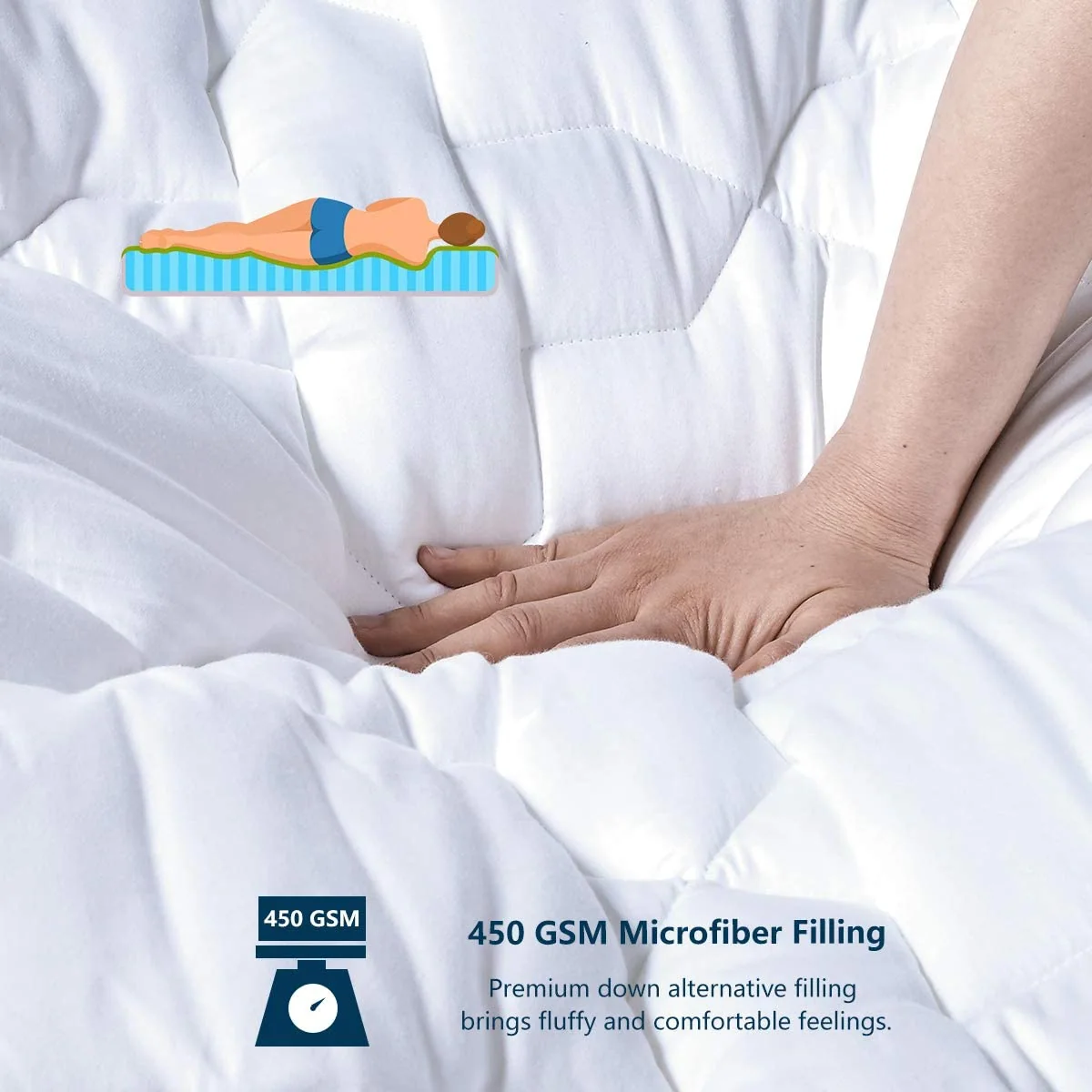Mattress Pad Deep Pocket Non Slip Cotton Mattress Topper Breathable and Soft Quilted Fitted Mattress Cover — product image 4