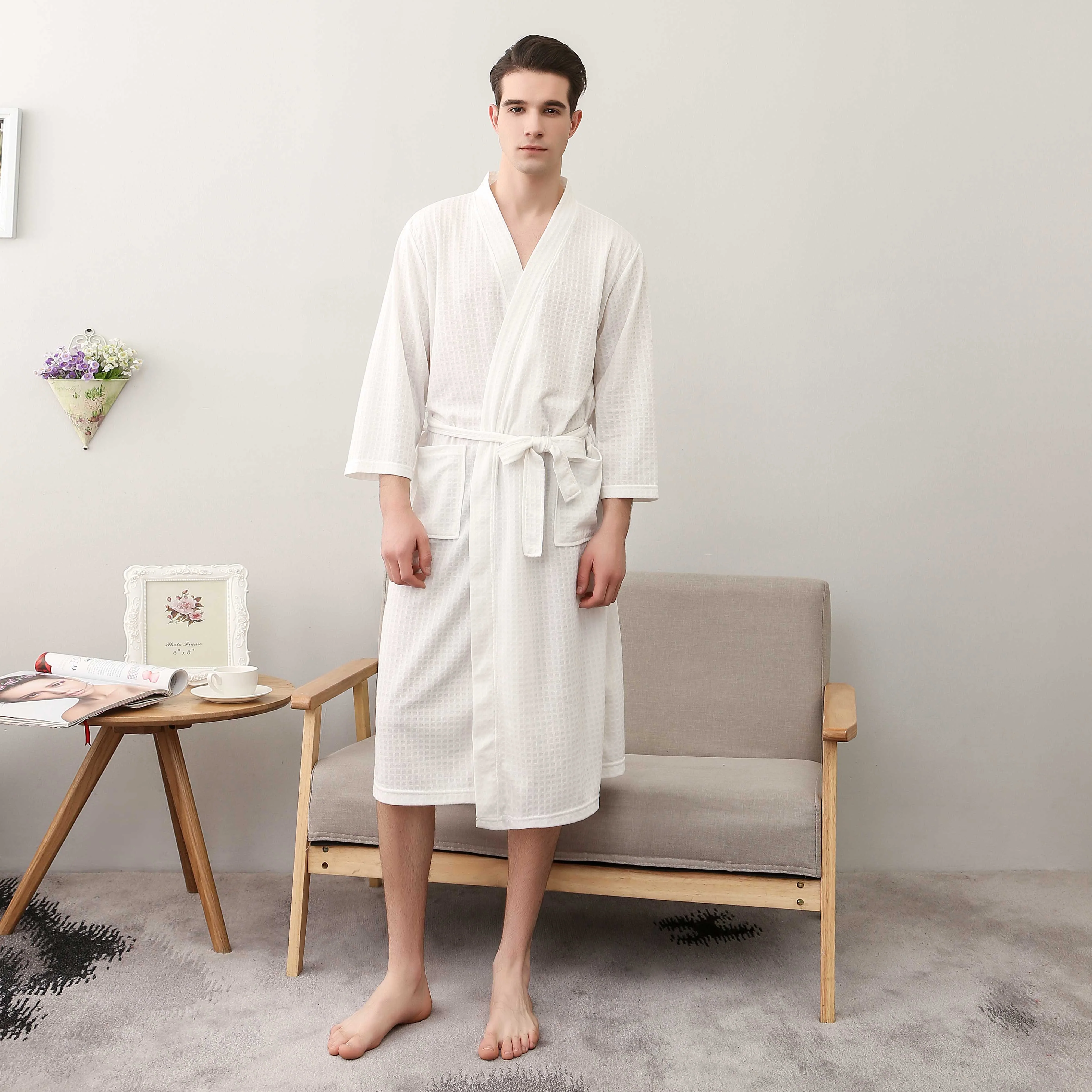 Waffle Knit Lightweight Kimono Spa & Bath Robes For Hotel — product image 4