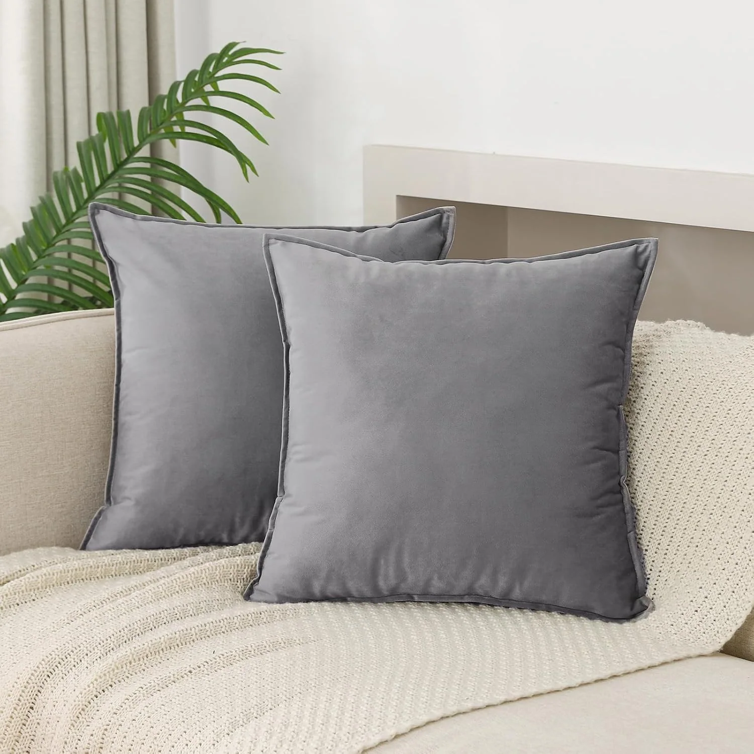 Decorative Throw Pillow With Velvet Fabric Cover — product image 1