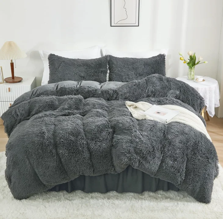 Soft Faux Fur Velvet Comforter Cover Luxury Fuzzy Plush Shaggy Bedding Sets 3 Pieces — product image 14