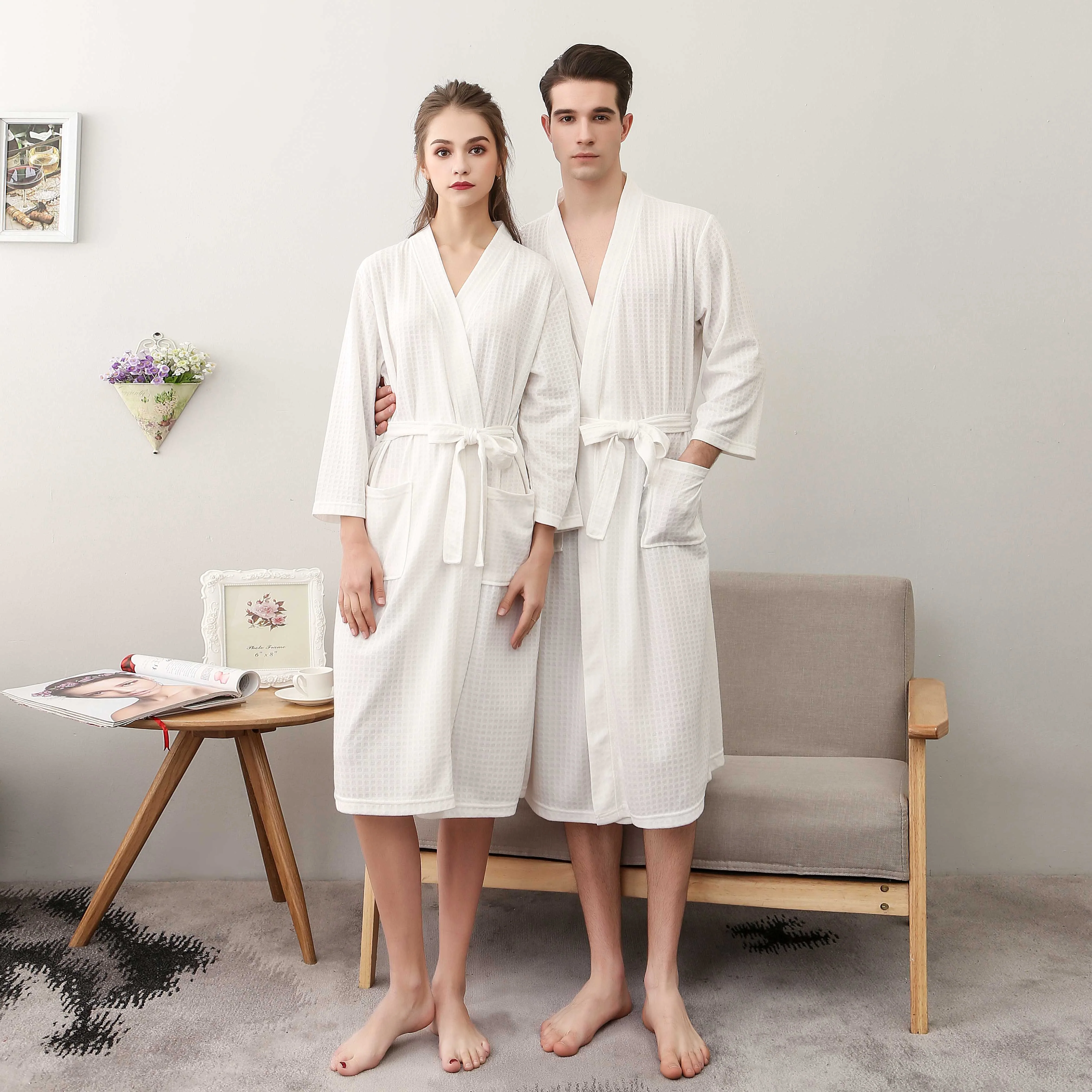 Waffle Knit Lightweight Kimono Spa & Bath Robes For Hotel — product image 8