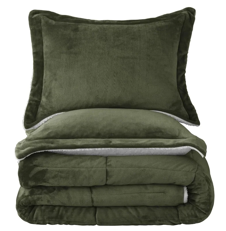 Sherpa Comforter Set King Size, Soft Spring Warm All Season Down Alternative Bedding Sets — product image 9