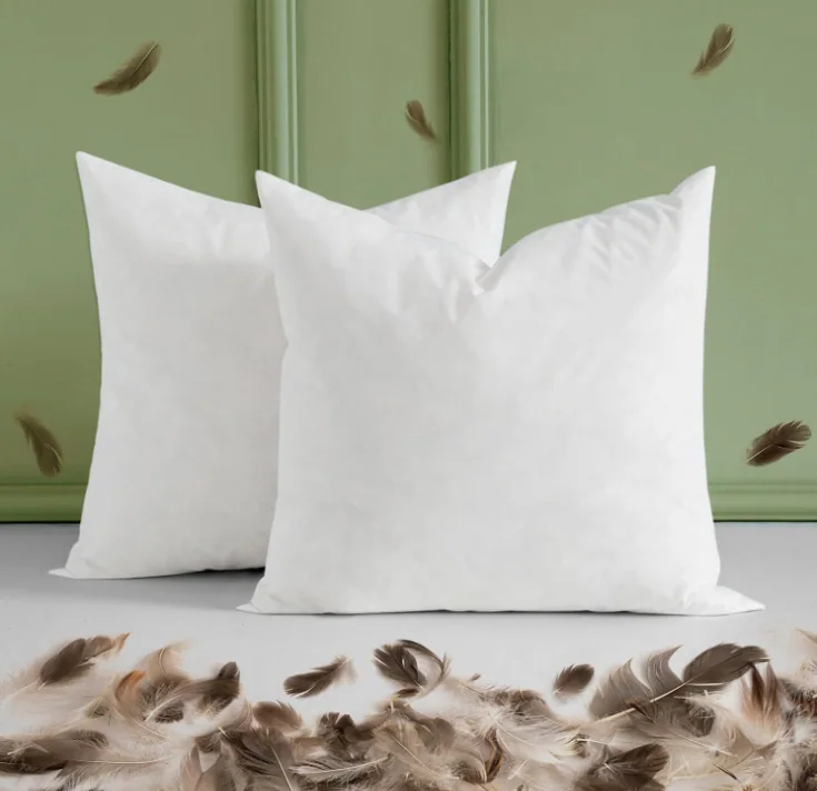 Feather Down Throw Pillow Inserts- with Organic Cotton Cover, Goose Feather Square White Decorative Pillow Inserts for Bed, Sofa, and Couch — product image 6
