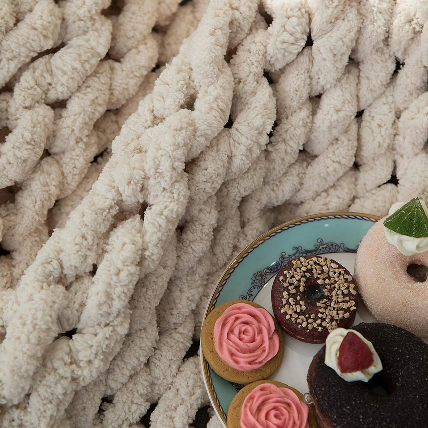 Chunky Knit Blanket -Luxury Weighted Knitted Soft Cozy Throw Blanket — product image 3