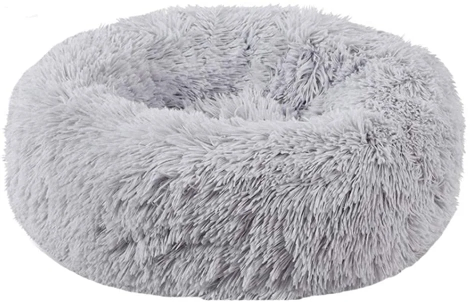 Small Dog Bed- Round Donut Washable Plush Fluffy Faux Fur Soft Cushion Beds — product image 1
