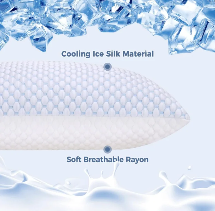 Colling Shredded Memory Foam Pillows Queen Size Set of 2, Cooling Pillows for Sleeping 2 Pack, Adjustable Loft Bed Firm or Soft Pillows for Side, Back, Stomach, Hot Sleepers — product image 5
