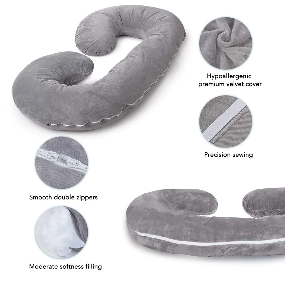 Pregnancy Pillows for Sleeping, U/C/J Shaped Full Body Maternity Pillow with Removable Cover - Support for Back, Legs, Belly, HIPS for Pregnant Women — product image 7